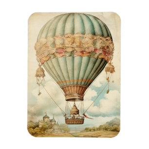 Vintage-Steampunk-Blauer Heißluftballon Magnet