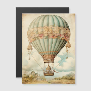 Vintage-Steampunk-Blauer Heißluftballon Magnetkarte