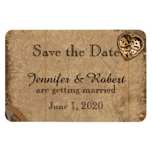 Vintage-Steampunk-Braut Hochzeit Save the Date Magnet