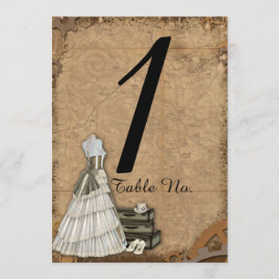 Vintage-Steampunk-Braut-Hochzeit-Tischnummer Einladung