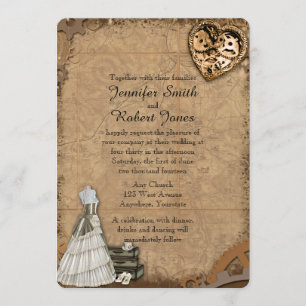 Vintage-Steampunk-Braut-Hochzeitseinladung Einladung
