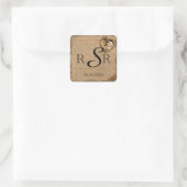 Vintage Steampunk Bride Wedding Monogram Quadratischer Aufkleber (Tasche)