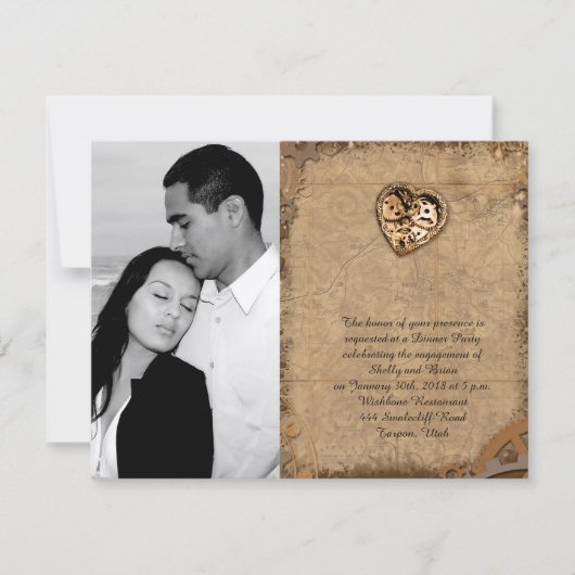 Vintage Steampunk Bride Wedding Verlobung Einladung (Vorderseite)