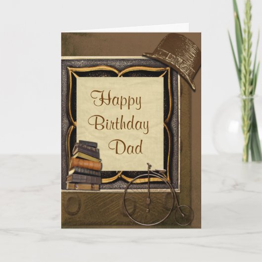 Vintage Steampunk Collage Birthday Karte (Vorderseite)