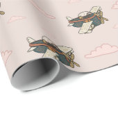 Vintage-Steampunk-Doppeldecker-Muster Geschenkpapier (Rolleneckpunkt)