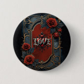 Vintage-Steampunk-Eleganz Uhrwerk Rosen der Liebe Button (Vorderseite)