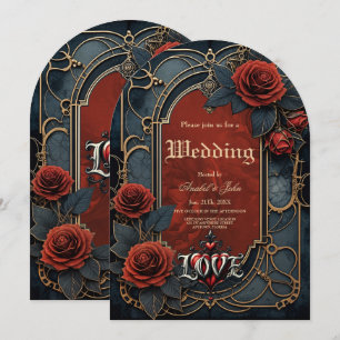 Vintage-Steampunk-Eleganz Uhrwerk Rosen der Liebe Einladung