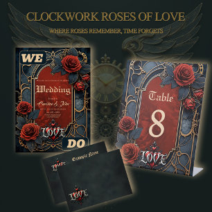 Vintage-Steampunk-Eleganz Uhrwerk Rosen der Liebe Einladung