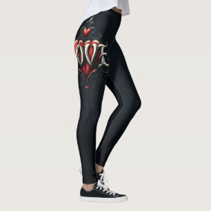 Vintage-Steampunk-Eleganz Uhrwerk Rosen der Liebe Leggings
