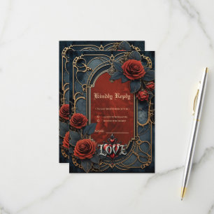 Vintage-Steampunk-Eleganz Uhrwerk Rosen der Liebe RSVP Karte