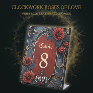Vintage-Steampunk-Eleganz Uhrwerk Rosen der Liebe Sockelschild