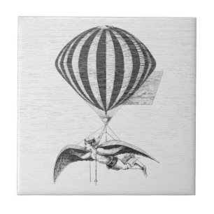 Vintage Steampunk - Fliegender Mann Keramikfliese