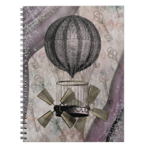 Vintage-Steampunk-Glamour-lila-Luftschiff Notizblock