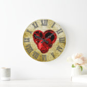 Vintage Steampunk Heart No.2 Große Wanduhr (Zuhause)