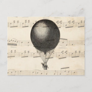 Vintage Steampunk-Heißluftballon Postkarte