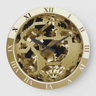 Vintage Steampunk "herausgestellte Maschinerie-" Große Wanduhr