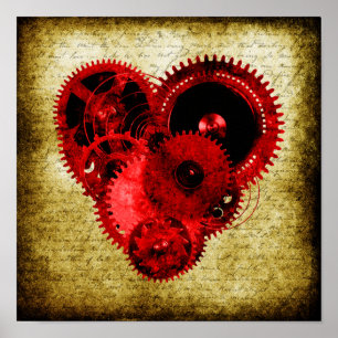 Vintage-Steampunk-Herz Poster