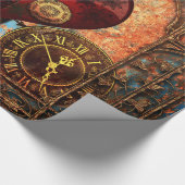 Vintage Steampunk Herz-Tapete Geschenkpapier (Ecke)