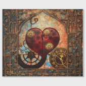 Vintage Steampunk Herz-Tapete Geschenkpapier (Flach)
