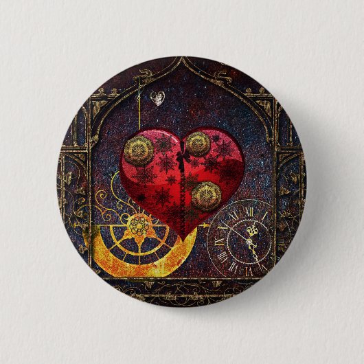 Vintage-Steampunk-Herzen Wallpaper Button (Vorderseite)