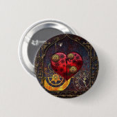 Vintage-Steampunk-Herzen Wallpaper Button (Vorne & Hinten)