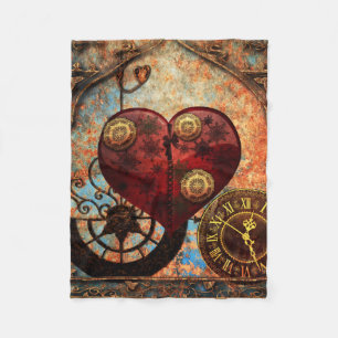 Vintage-Steampunk-Herzen Wallpaper Fleecedecke