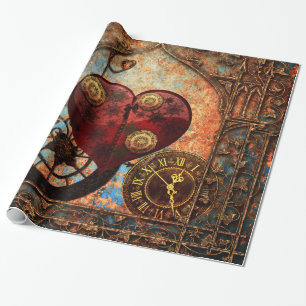 Vintage-Steampunk-Herzen Wallpaper Geschenkpapier