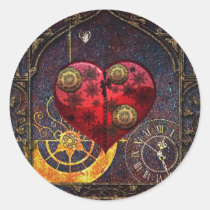 Vintage-Steampunk-Herzen Wallpaper Runder Aufkleber