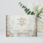 Vintage Steampunk-Hochzeit RSVP Karte (Stehend Vorderseite)