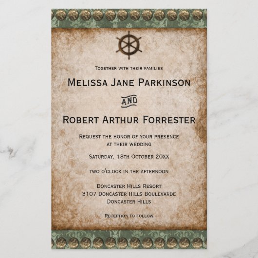 Vintage Steampunk-Hochzeitseinladung Flyer (Vorne)