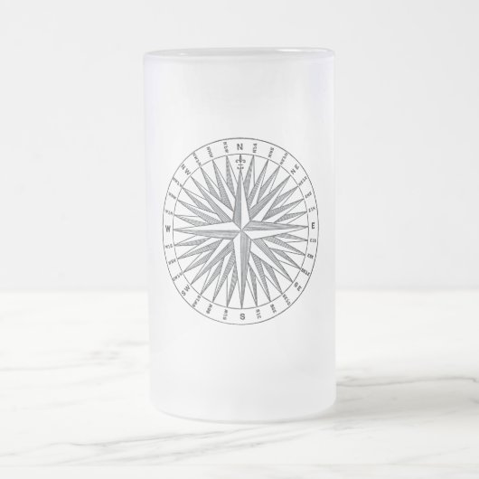 Vintage Steampunk Kompass-Rose Mattglas Bierglas (Mittel)