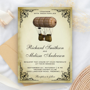 Vintage-Steampunk-Luftschiff-Hochzeitseinladung Einladung