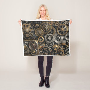 Vintage-Steampunk-Mechanik-Zahnräder und Zahnräder Fleecedecke