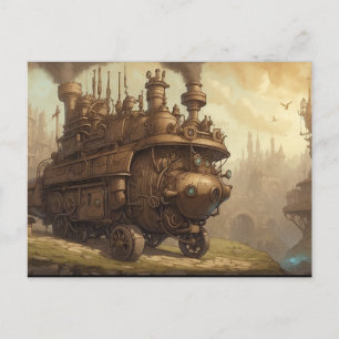 Vintage-Steampunk-Motor-Fantasy-Illustration Postkarte