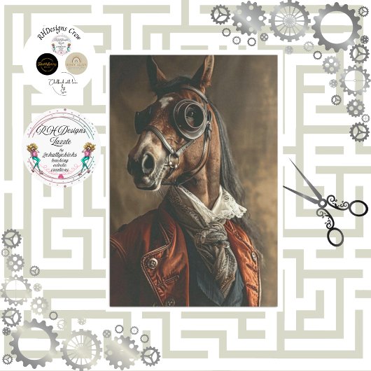 Vintage-Steampunk-Pferd-Decoupage Seidenpapier
