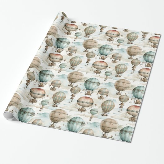 Vintage-Steampunk-Retro-Luftballons Geschenkpapier (Ungerollt)