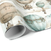 Vintage-Steampunk-Retro-Luftballons Geschenkpapier (Rolleneckpunkt)