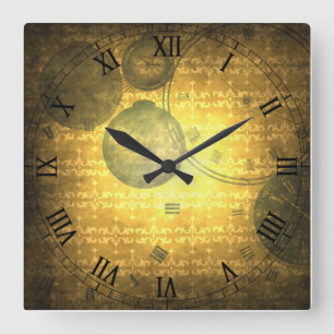 Vintage SteamPunk Roaman Numerals Print Clock Quadratische Wanduhr