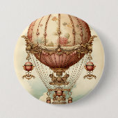 Vintage-Steampunk-Rosa-Heißluftballon Button (Vorderseite)