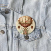 Vintage-Steampunk-Rosa-Heißluftballon Button (Beispiel)