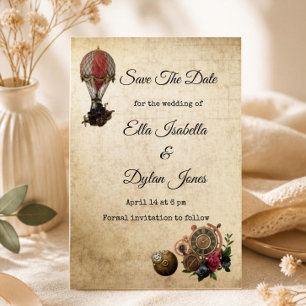 Vintage-Steampunk-Save-the-Date Viktorianisch Einladung
