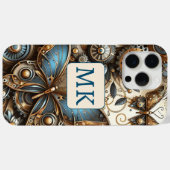 Vintage Steampunk-Schmetterlinge Mit Monogramm Case-Mate iPhone Hülle (Rückseite (Horizontal))