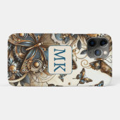 Vintage Steampunk-Schmetterlinge Mit Monogramm Case-Mate iPhone Hülle (Rückseite (Horizontal))
