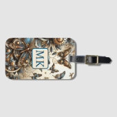 Vintage Steampunk-Schmetterlinge Mit Monogramm Gepäckanhänger (Vorderseite (Horizontal))