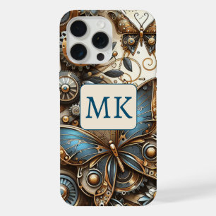 Vintage-Steampunk-Schmetterlinge monogrammiert iPhone 15 Pro Max Hülle