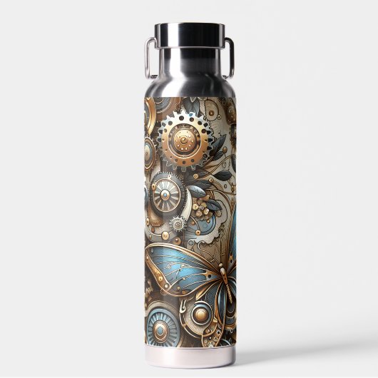 Vintage Steampunk-Schmetterlinge Trinkflasche (Vorne)