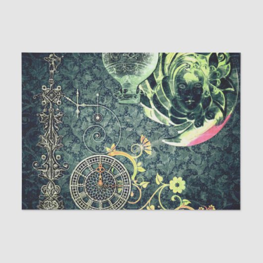 Vintage Steampunk Tapete Seidenpapier (Vorderseite)