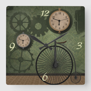 Vintage Steampunk Thema-Wand-Uhr Quadratische Wanduhr