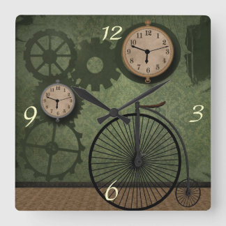 Vintage Steampunk Thema-Wand-Uhr Quadratische Wanduhr