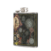 Vintage Steampunk-Uhrwerk-Mechanische Musterkunst Flachmann (Links)